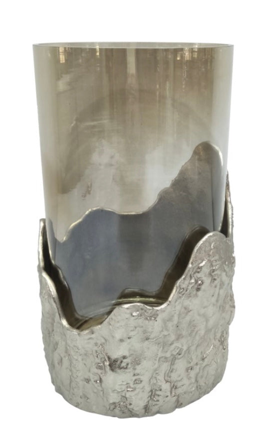 Kiera Glass and Aluminum Vase