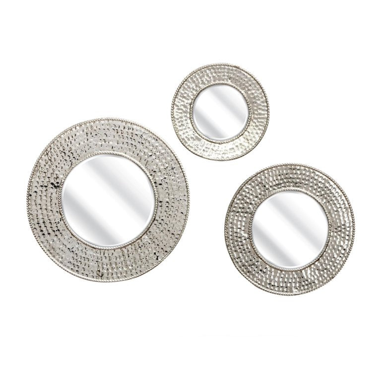 Beveled Glass Wall Mounted Round Mirrors (Set)