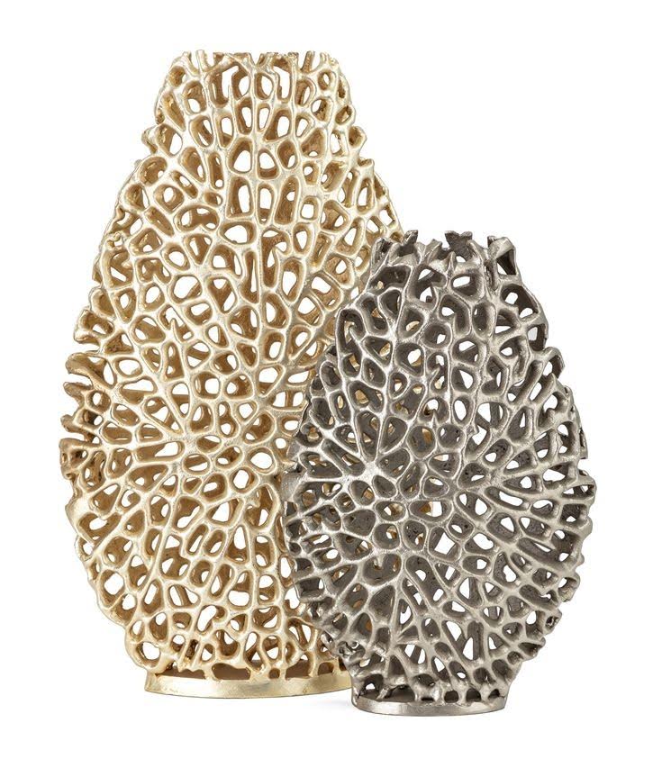 2 Silver Aluminum Vases